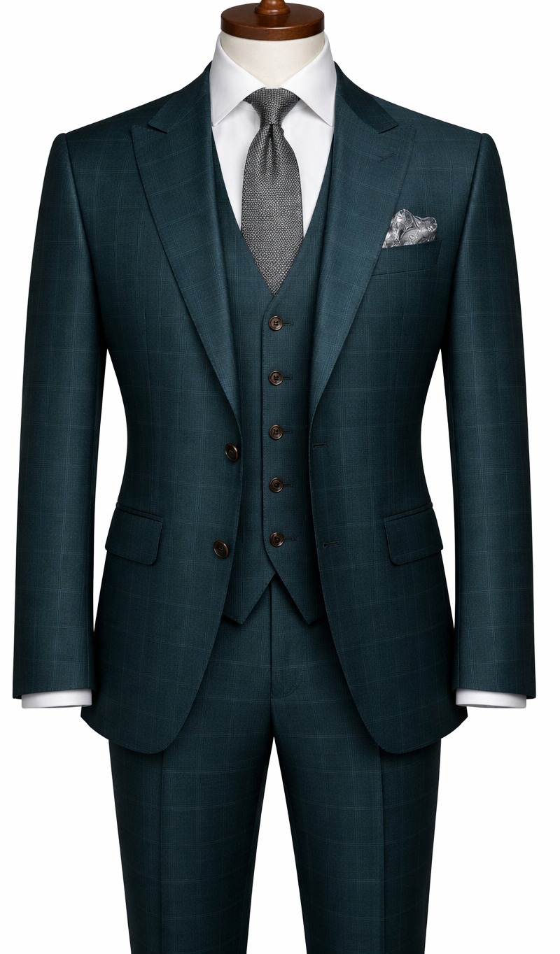 Deep Teal Check Suit