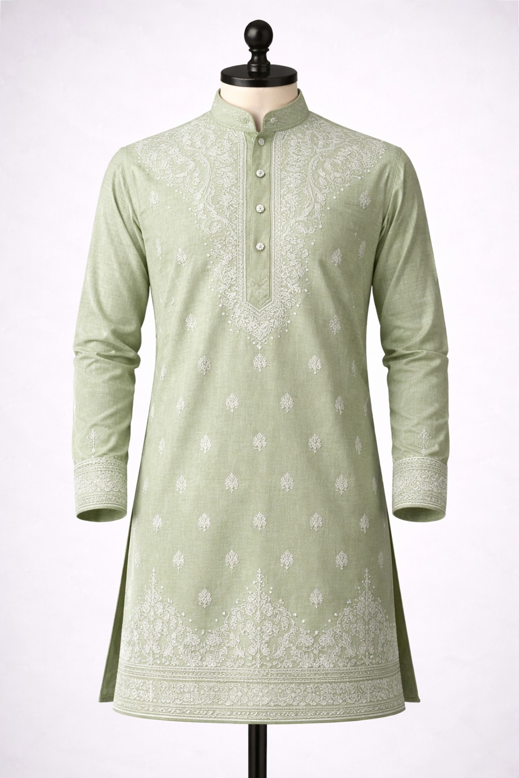 Sage Green Lucknawi Chikan Kurta